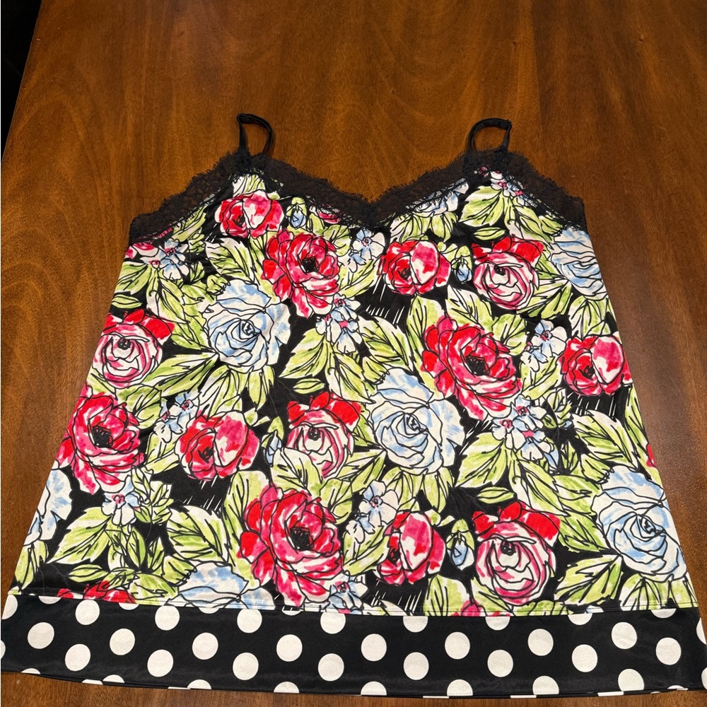 Lane Bryant Black Floral Lace Camisole